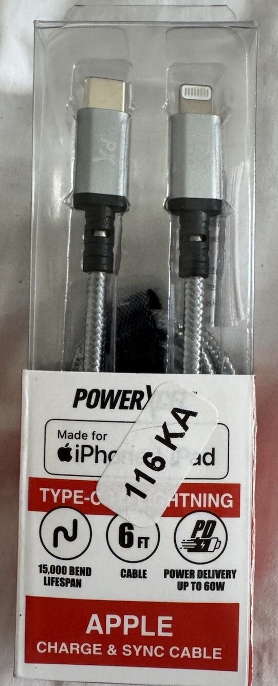 PowerXcel USB-C to Cable 6FT PD 60W Fast Charge Apple iPhone iPad New